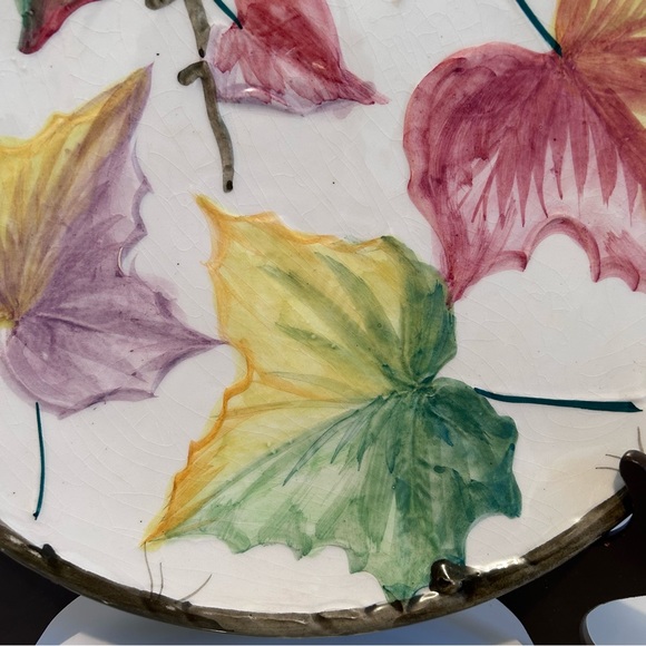 Vintage Italian hand painted Ceramic Leaf/ Decorative Plate - Picture 6 of 11